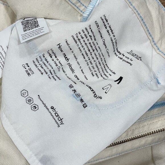 Triarchy Jeans Women 31 Ms Hart Petal Hem High Rise Straight Leg Denim Cream NWT - Picture 5 of 15